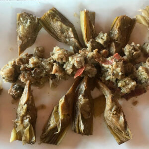 alcachofas salteadas con jamon y chiretas